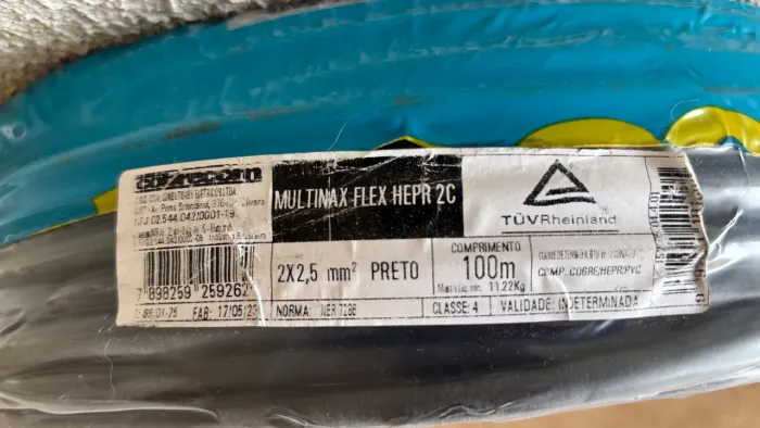 Vendo Cabo PP 2 X 2,5mm - Preto Rolo com 100ml
