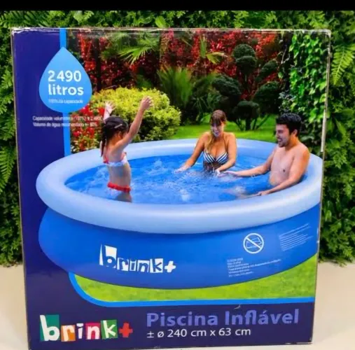 Piscina 2.490 litros redonda inflável brink+ novo