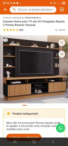 Estante Home para TV até 65 Polegadas Ripado 2 Portas Ravena Yescasa