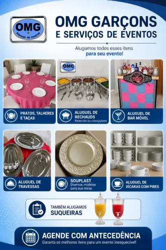 Aluguel de Louças(pratos talheres e taças)