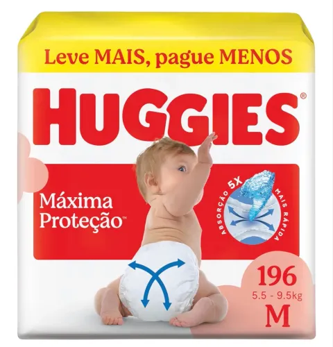 Fraldas Huggies M 196 unidades