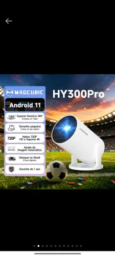 MAGCUBE HY300 Projetor 4K 1080P Com suporte giratório + Suporte para parede