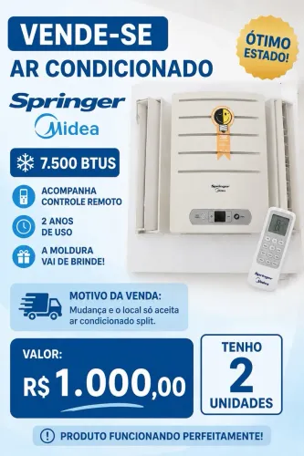 Ar condicionado 7.500 btus com controle remoto 