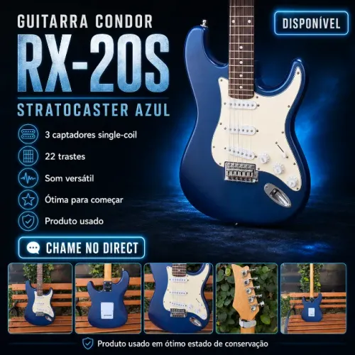 Guitarra Condor Stratocaster RX-20S Azul ? 22 Trastes