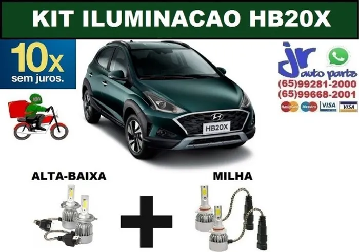 Kit Lampada Ultra LED (Alta/Baixa/Milha)HB20 2020 6000K 12V 24V