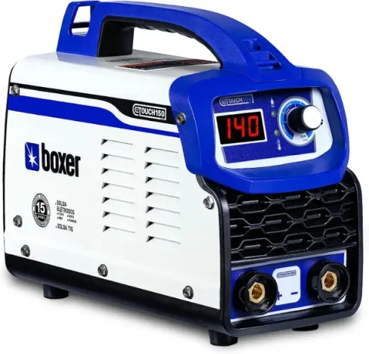Máquina de solda inverter Boxer Touch 150 BV branca e azul 110V/220V