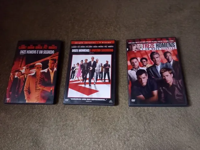 TRILOGIA EM DVD ÓTIMO ESTADO ONZE DOZE TREZE HOMENS E UM SEGREDO 
