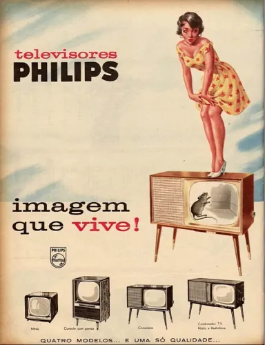 Cartaz propaganda antiga Tv Philips 