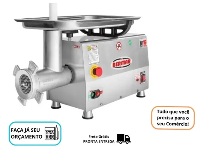 Moedor de Carne Inox Bermar Boca 22 Bivolt