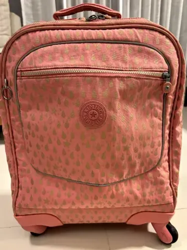 Mochila de Rodinhas da Kipling Rosa e Dourada
