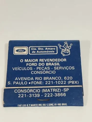 Caixa de Fósforo Antiga Promocional Concessionária Ford