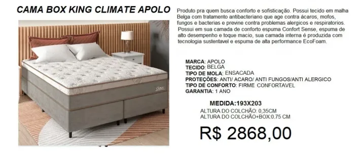 Cama Box King Size Climate com molas ensacadas - Entrega e montagem gratis