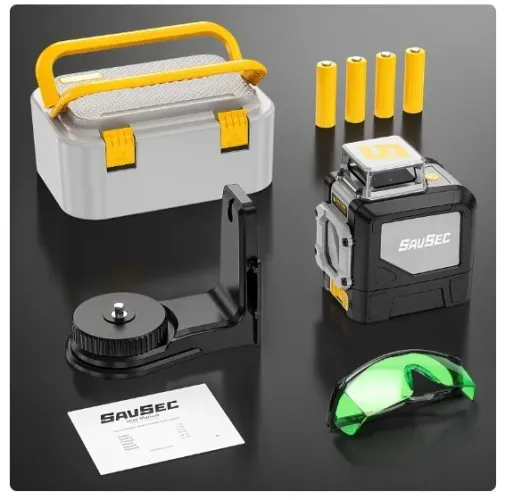 Nível Laser Verde Savsec 5 Linhas 360° Com Estojo Rígido