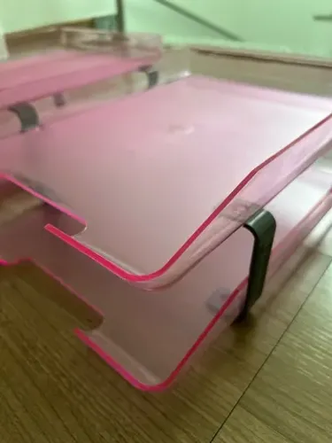 Bandeja organizadora escritório rosa