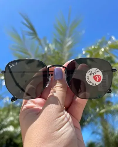 Rayban hexagonal preto polarizado 40% de desconto!