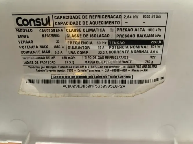 Ar condicionado 9.000 BTUS