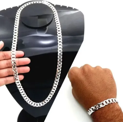 Conjunto Corrente e Pulseira Prata