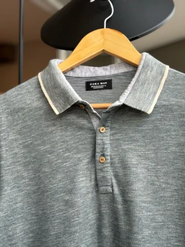 Camisa Polo Zara Man Cinza