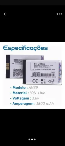 Bateria AN39 3.6v 1800mAh dtr620 zero na caixa Motorola