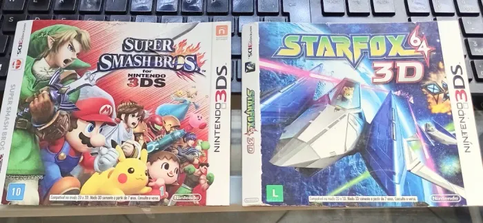 Encarte Externo 2 x Luvas Star Fox 64 e Super Smash Bros Nintendo 3DS Só encarte, sem jogo