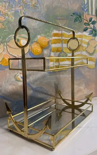 Bandeja dupla de Mesa Dourada em Formato de Âncora