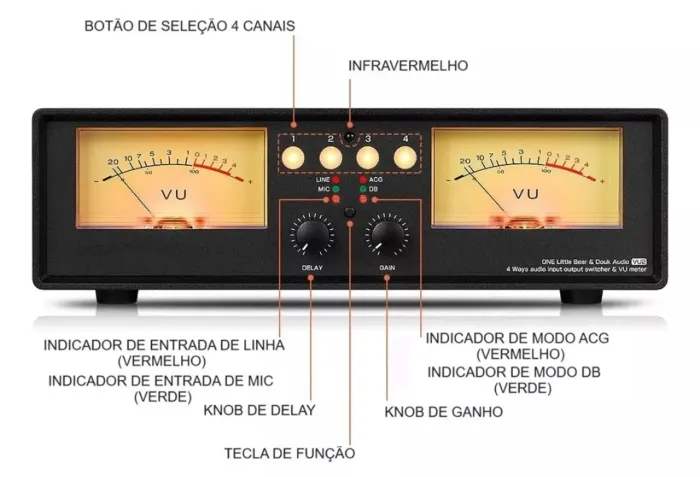Vu analógico splitter 4  Vias Estúdio Douk Audio Vu2 Light