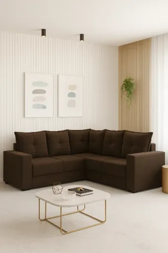 Sofá de canto Dália na cor marrom novo 