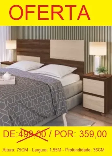 Cabeceira com criado duas gavetas - Parcelamos sem juros!