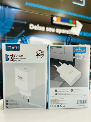 Carregador Rápido 20W Tipo C PD 3.0 - Kingo