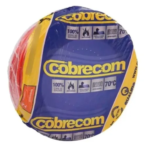 Fio cabo Elétrico COBRECOM 1,5mm X 100mts <br>Cobrecom Inmetro cor vermelho