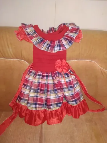 Vestido Infantil Xadrez Vermelho