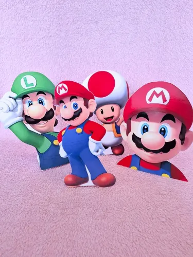 Turma do Mario bross - Display de mesa e caixinhas personalizadas