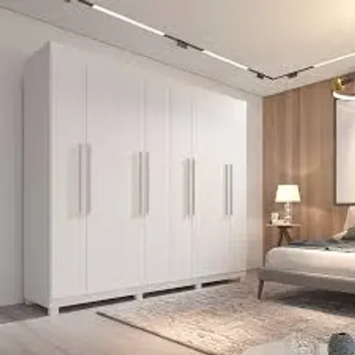Guarda Roupa Milano Prime 8Pts Branco Neve Imop - Entrega Rápida! 