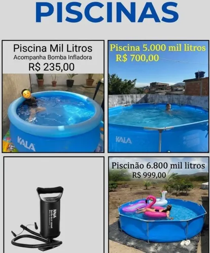 Piscinas, Vários Tamanhos e valores
