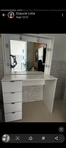 Penteadeira camarim com espelho e 4 gavetas