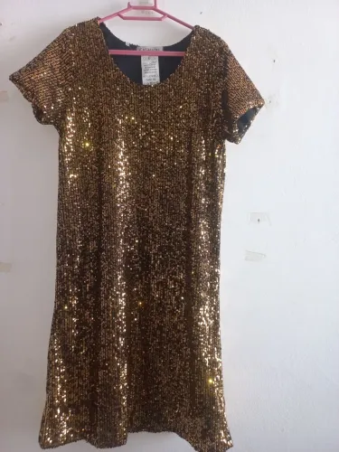 Vestido Novo paetê dourado 16 anos ou Tam. P