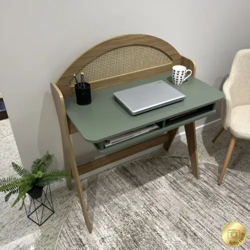 Escrivaninha com Nichos 100% MDF Verde Menta