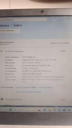 Galaxy Book Go.Snapdragon (TM) 7c Gen 2 @ 2.55 GHz 4,00 GB, 119GB, Qualcomm Adreno 618 GPU