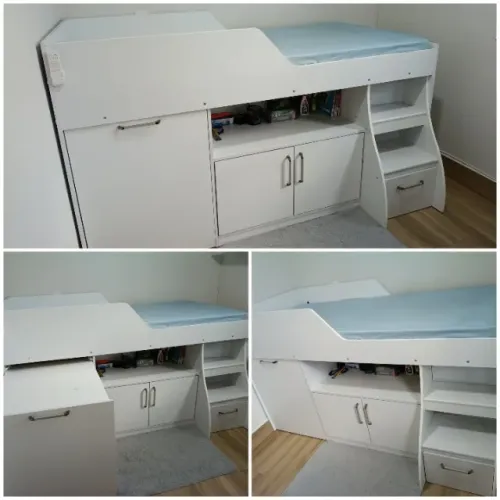 Cama de solteiro com escrivaninha