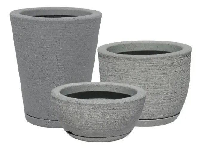 Kit 3 Vasos Polietileno Para Plantas Decorativo Cone Bacia