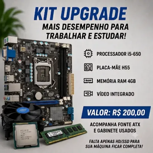 Kit Upgrade para PC (placa mãe h55 + i5-650 + 4gb memória ram)