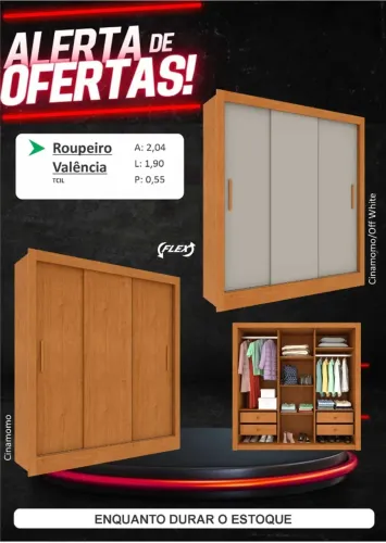 Guarda Roupa Solteiro 3 porta de correr