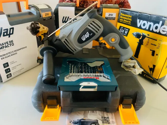Parafusadeira impacto WAP 1000W+kit Bosch brocas.