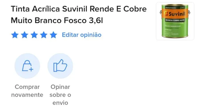 Lata de tinta branca suvinil, lacrada