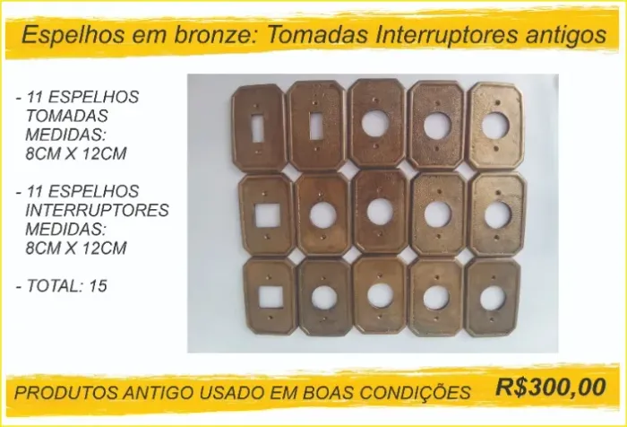 Espelhos em bronze: Tomadas Interruptores antigos