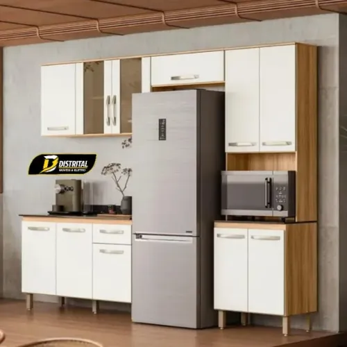 Armario de Cozinha com Balcão Fit com 11 Portas e 1 Gaveta Pronta Entrega