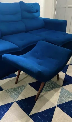 Sofá 3 Lugares Retrátil Cama Inbox, Cor azul