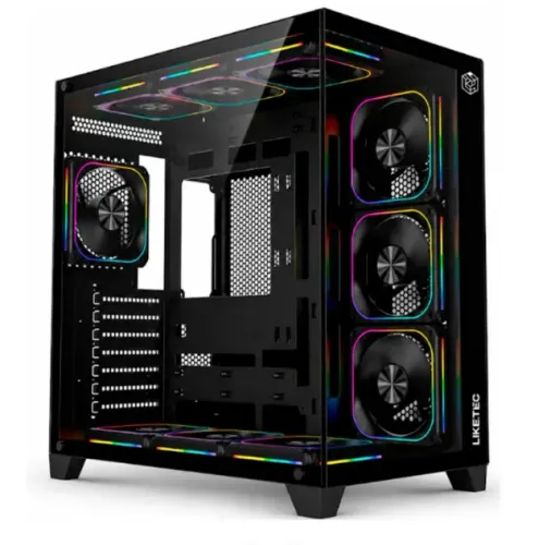 Gabinete Gamer Liketec Zeus V3, ATX, Frontal e Lateral em Vidro Temperado, Sem Fans, Preto