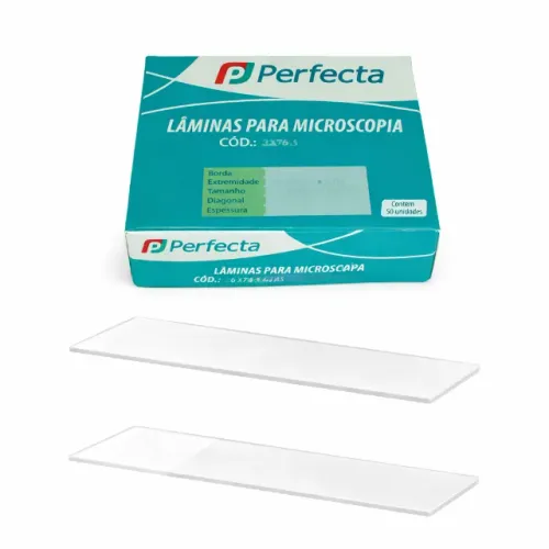 Lâmina Microscopia Fosca Lapidada 26x76mm c/ 50 unds - Perfecta