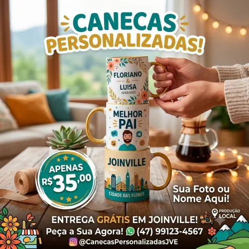 Canecas personalizadas com acabamento impecável em joinville